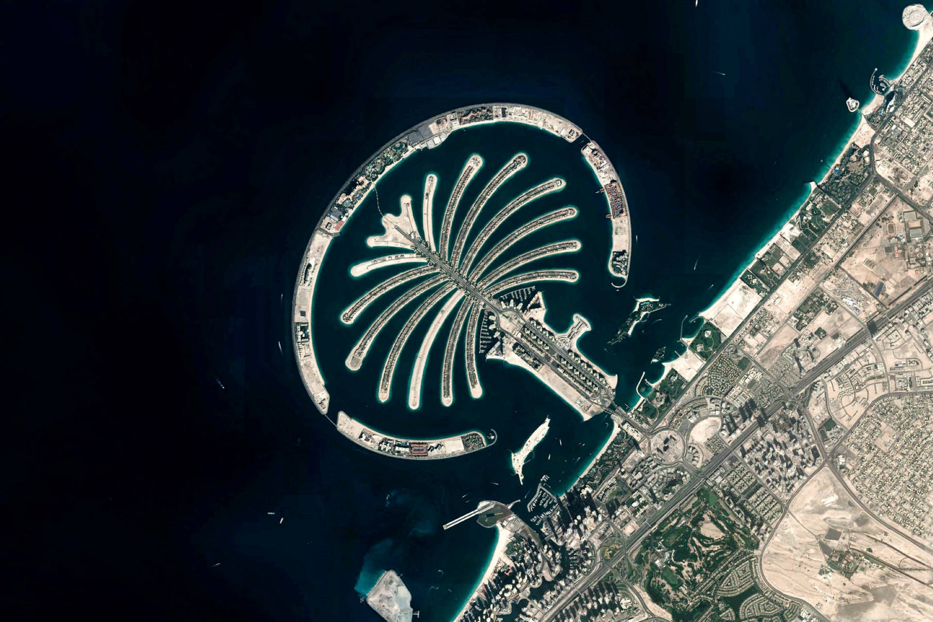 Google Earth På The Palm Dubai. Wallpaper