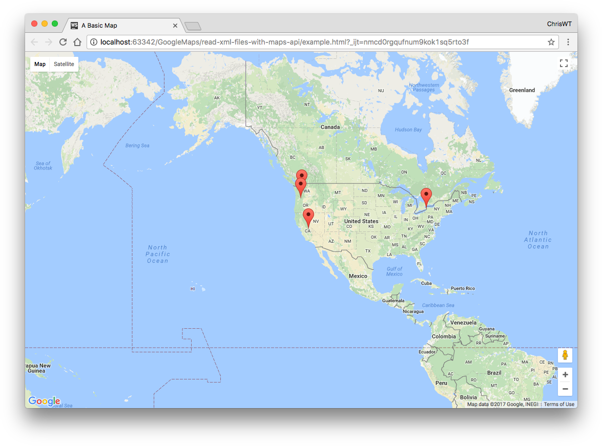 Google Maps Red Pin Markers Screenshot PNG