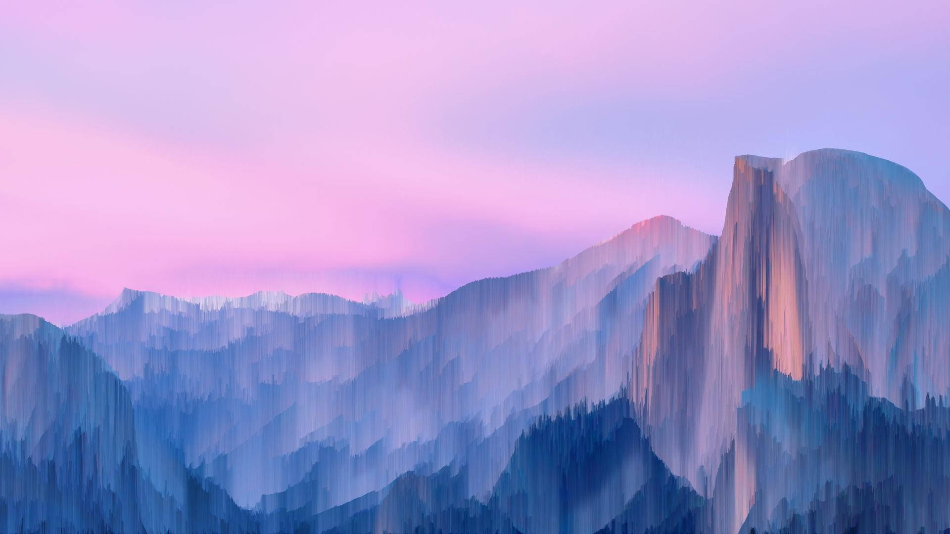 Unacadena Montañosa Con Un Cielo Rosa Y Nubes Moradas Fondo de pantalla