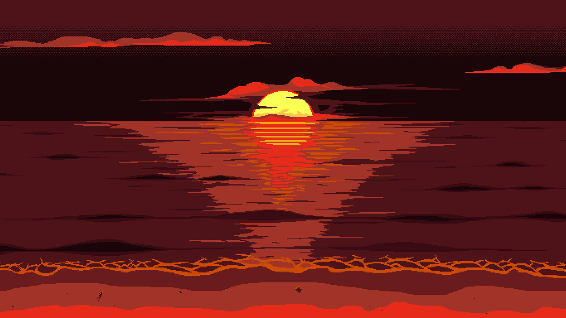 Google Pixel Desktop Sunset On Sea Wallpaper