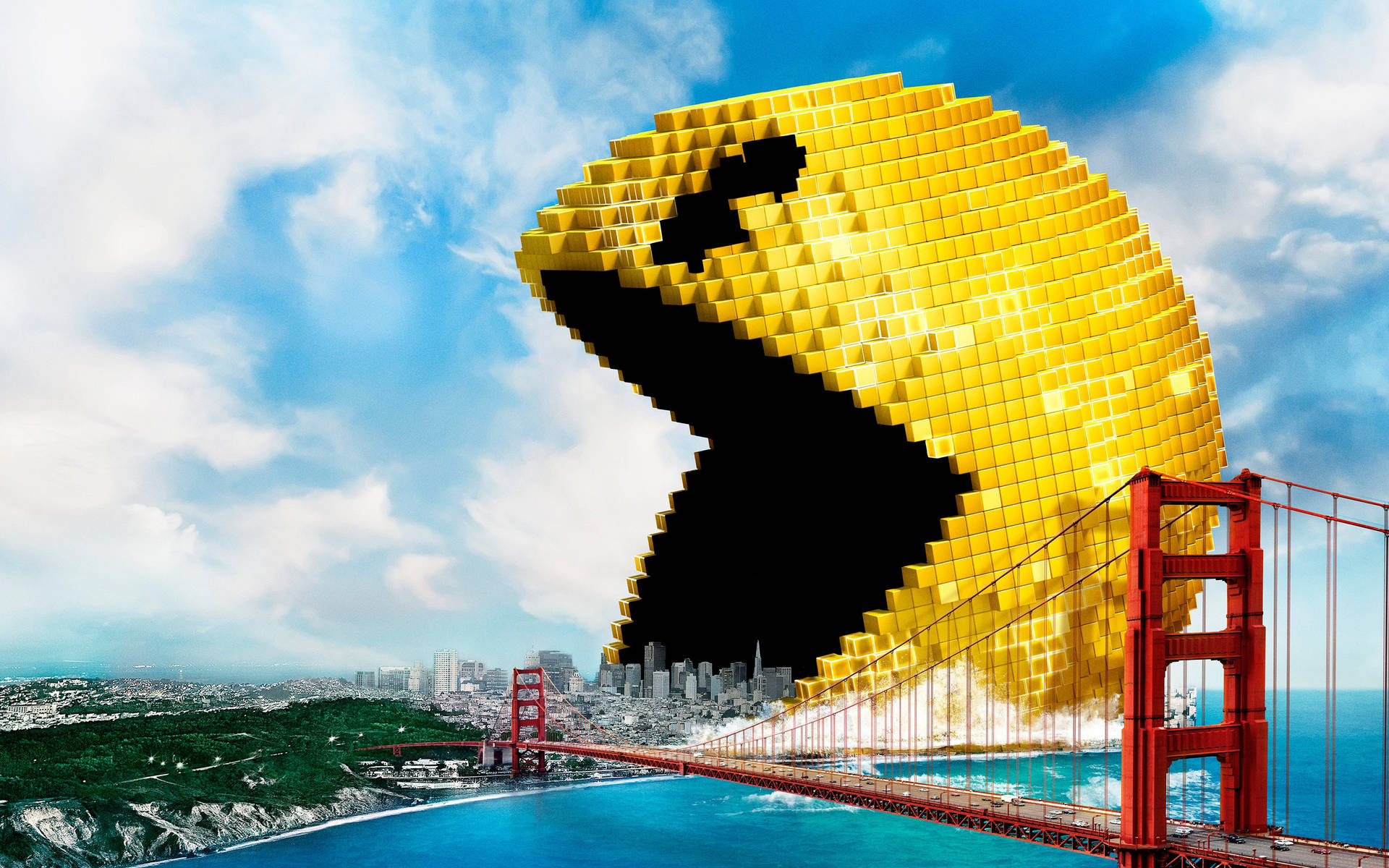 Google Pixel Desktop Pacman Eating Los Angeles Wallpaper