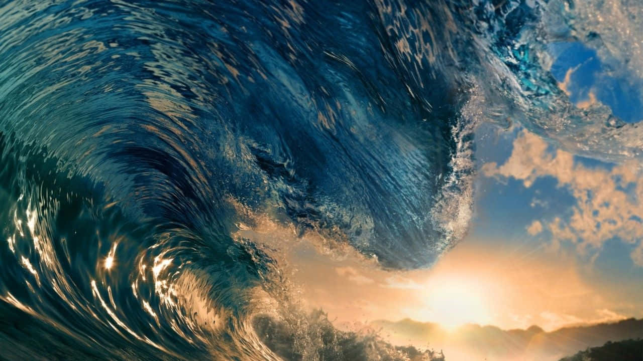 Google Pixel Water Wave Sunset Wallpaper