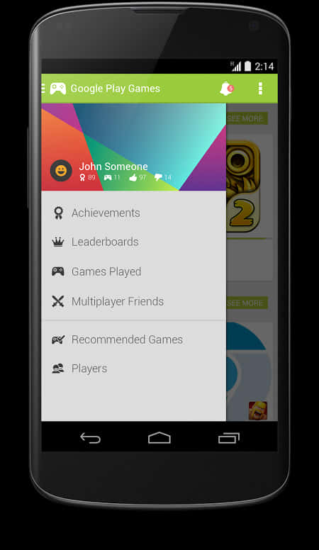 Google Play Games App Screen PNG