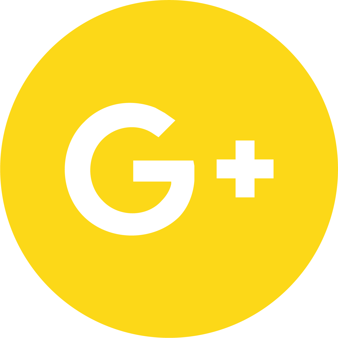 Yellow circular Google Plus logo with white G+ symbols