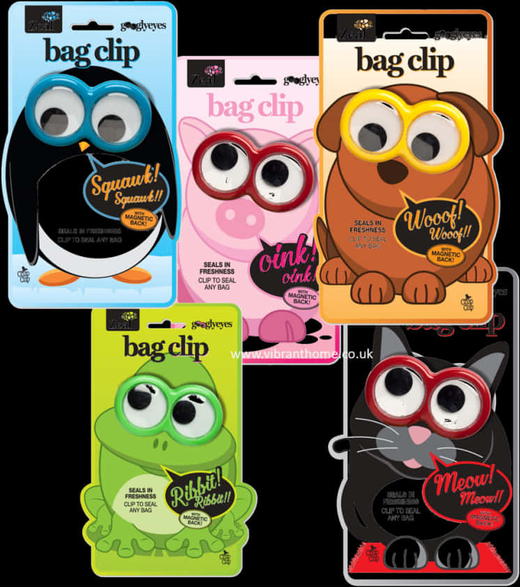 Googly Eyed Animal Bag Clips PNG