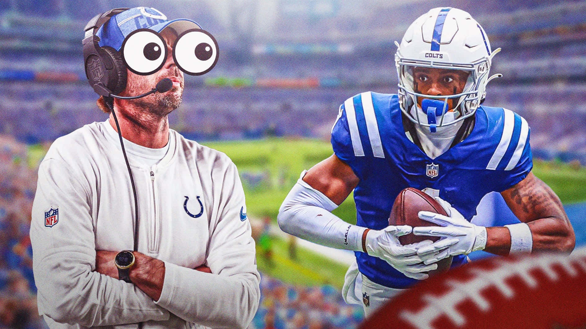Googly Eyed Coach And Football Player Wallpaper