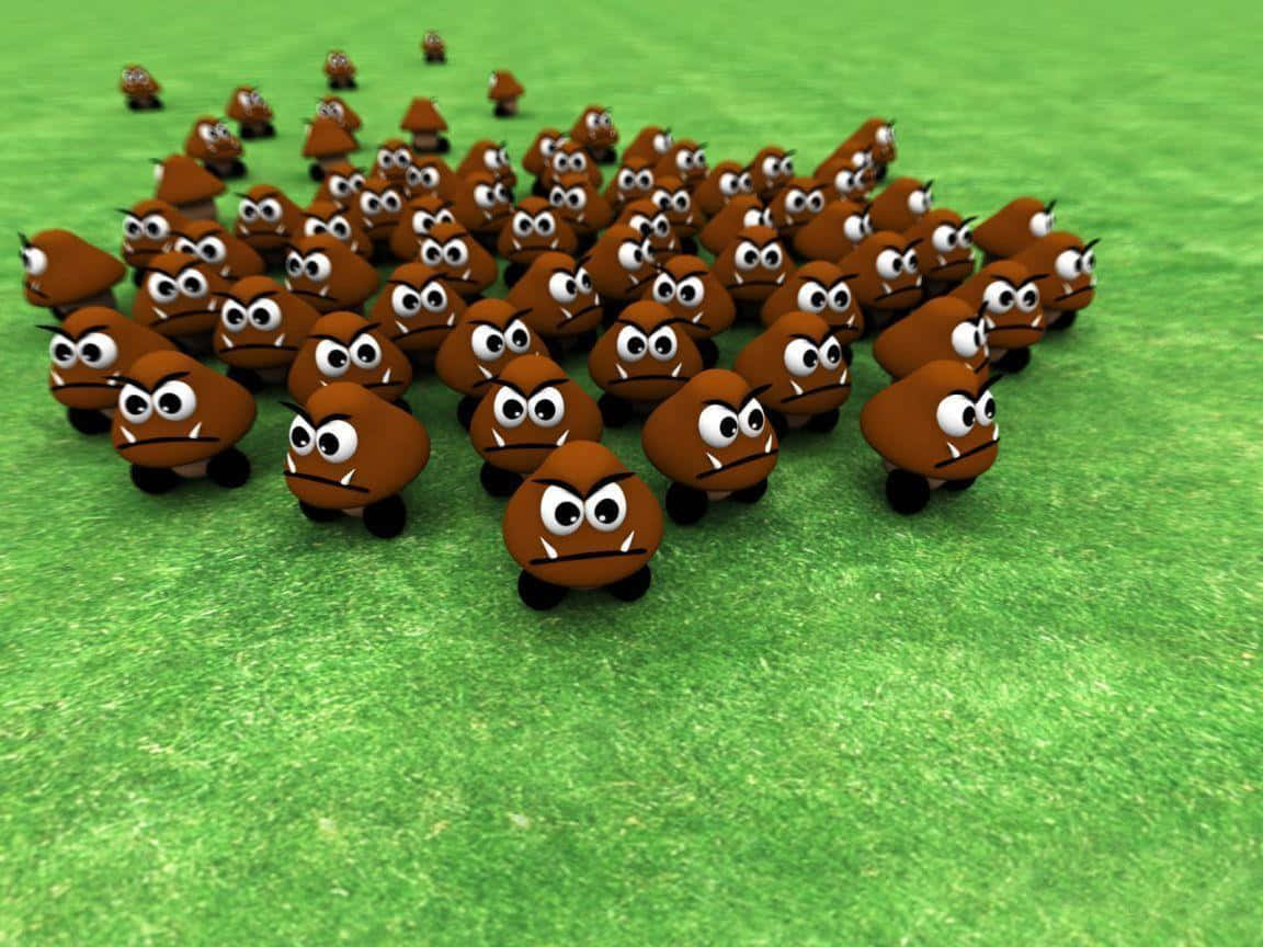A mischievous Goomba character from the Mario universe Wallpaper