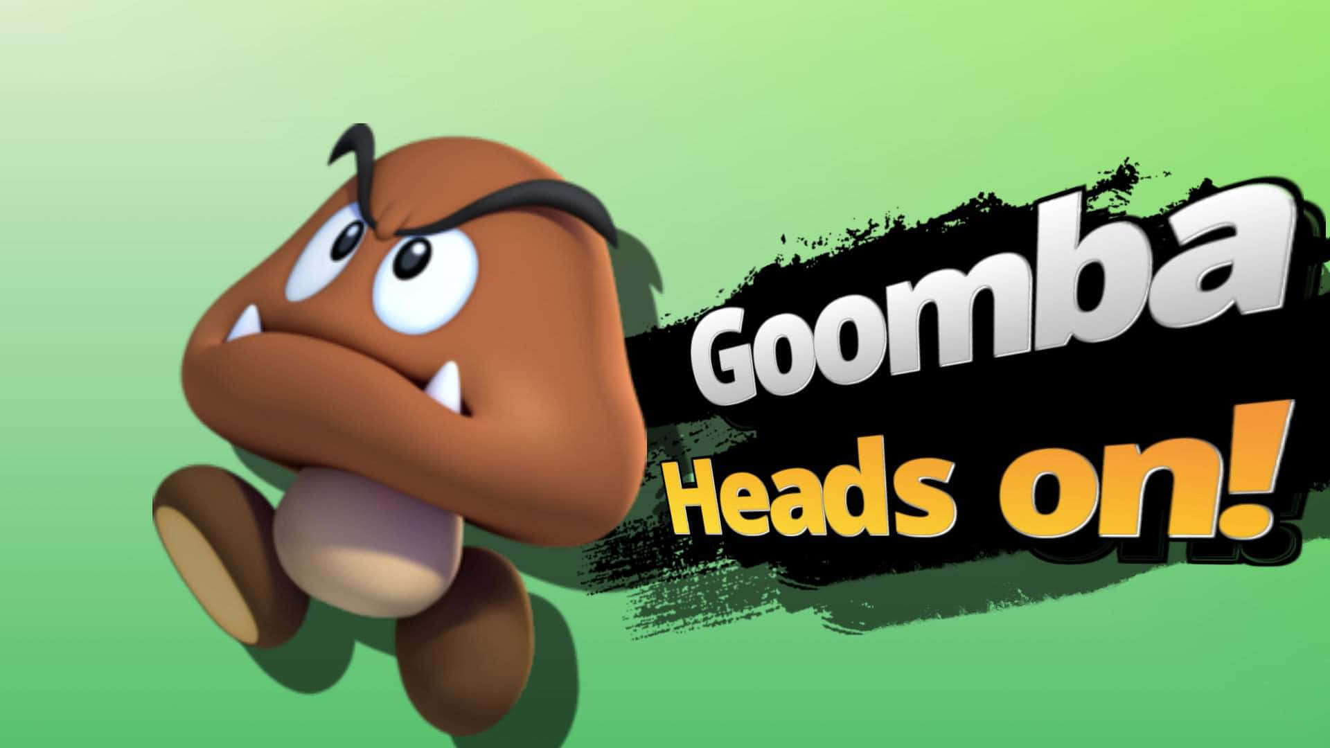 Mischievous Goomba Prowling on a Black Background Wallpaper