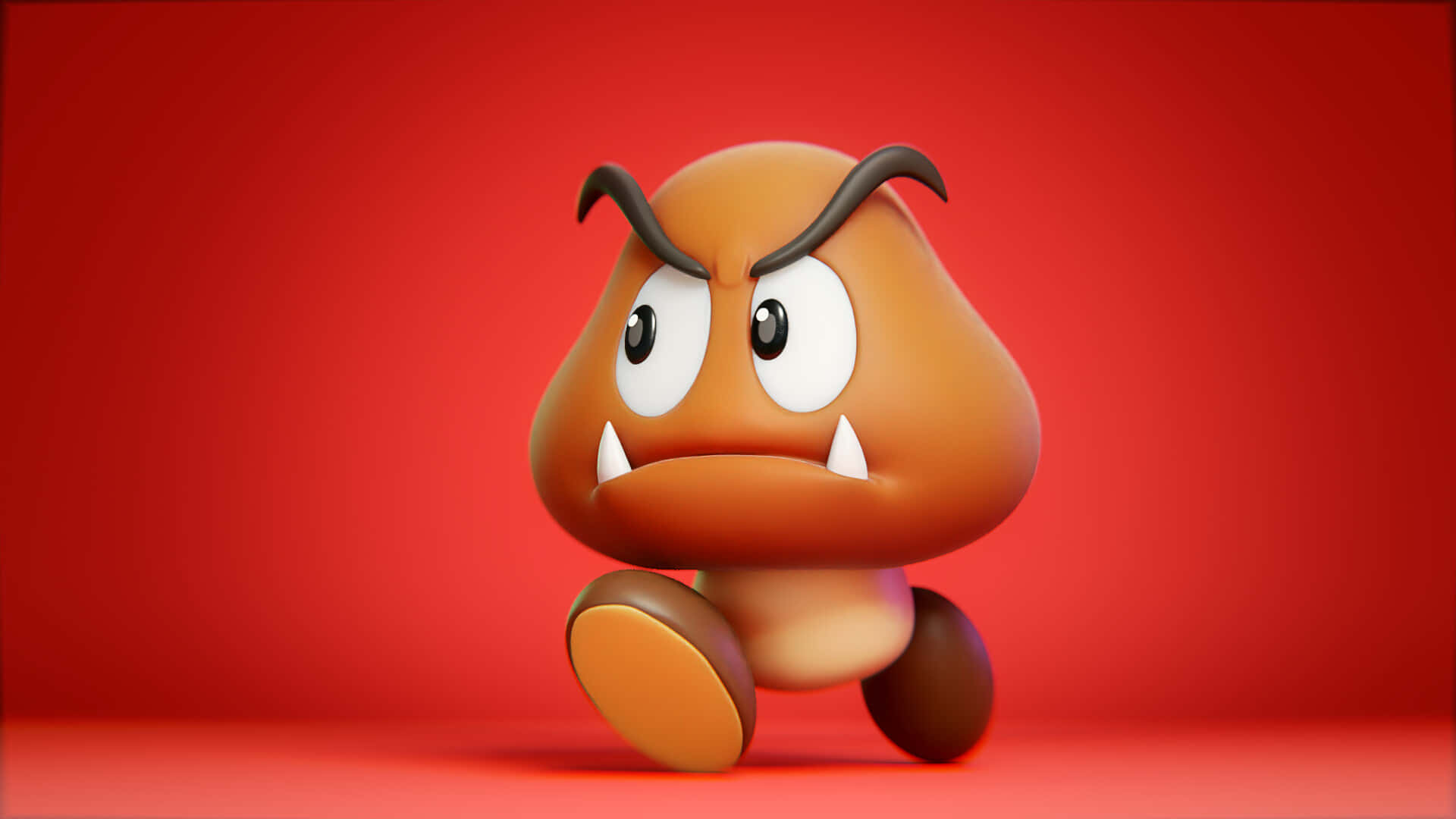 Goomba on a colorful, pixelated background Wallpaper