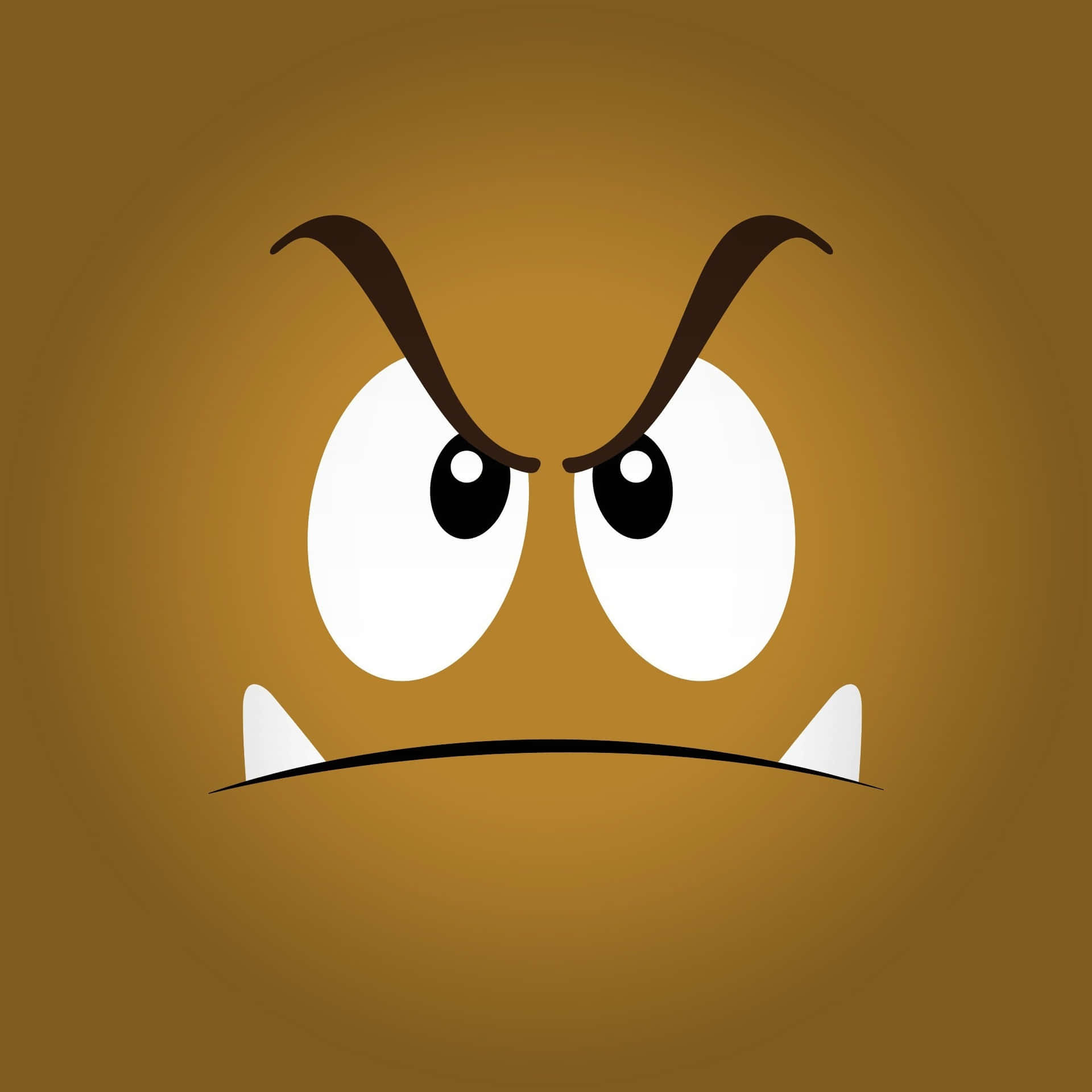 A Goomba from the popular game series, Super Mario Brothers, on a colorful, abstract background. Wallpaper