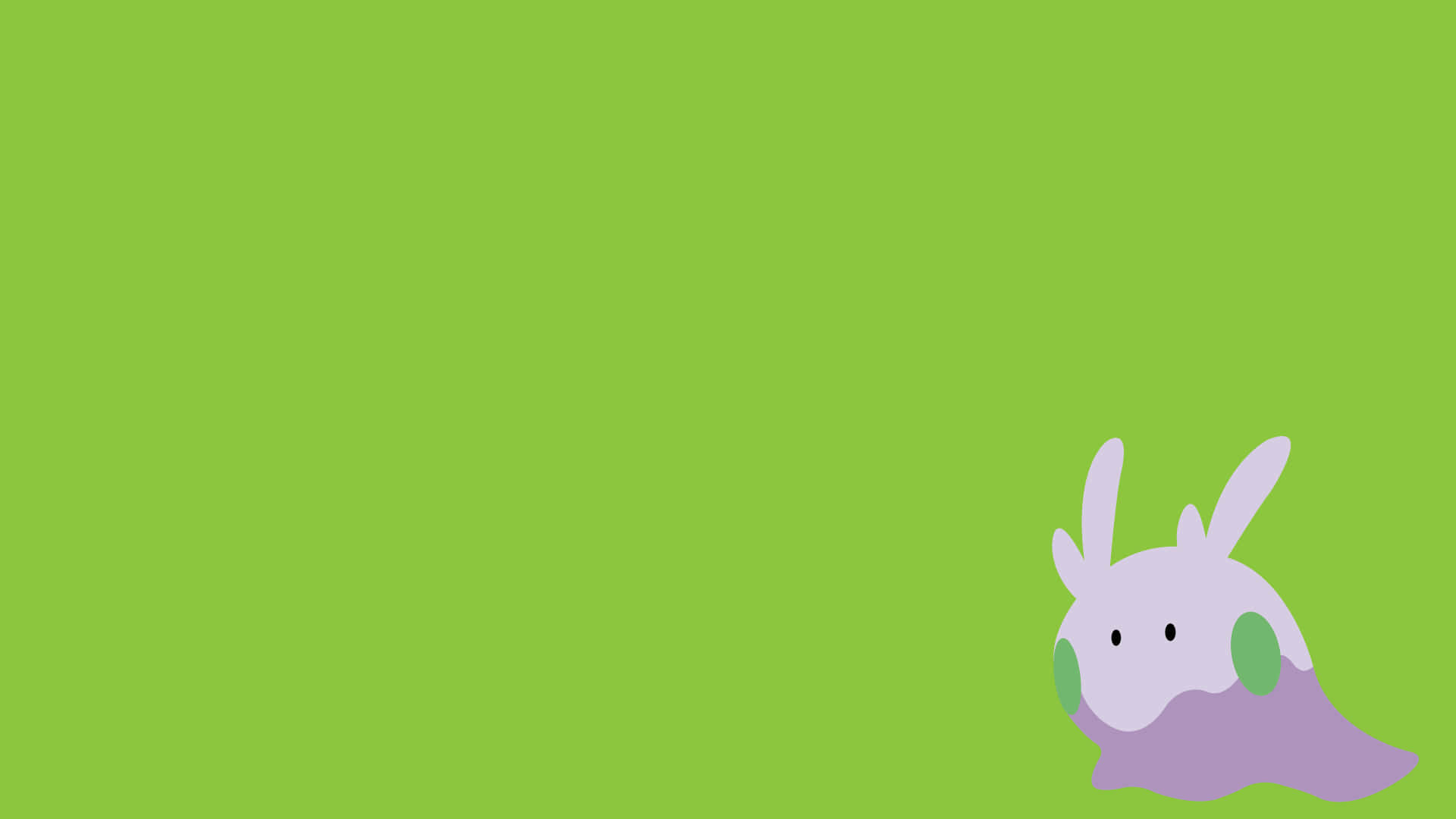 Adorable Goomy pictured against a bright green background Wallpaper
