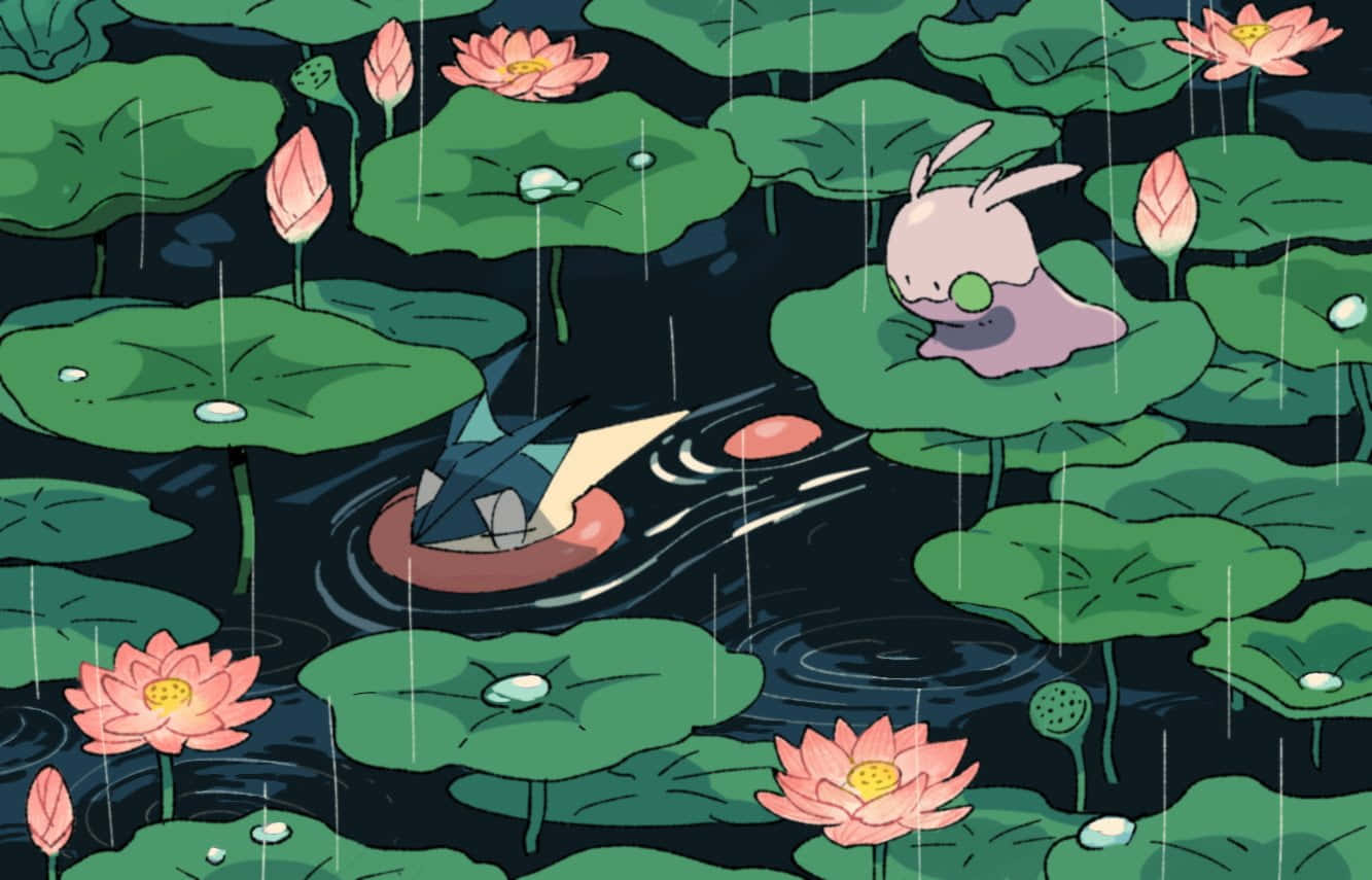 A Magical Goomy on a Lily Pad Wallpaper
