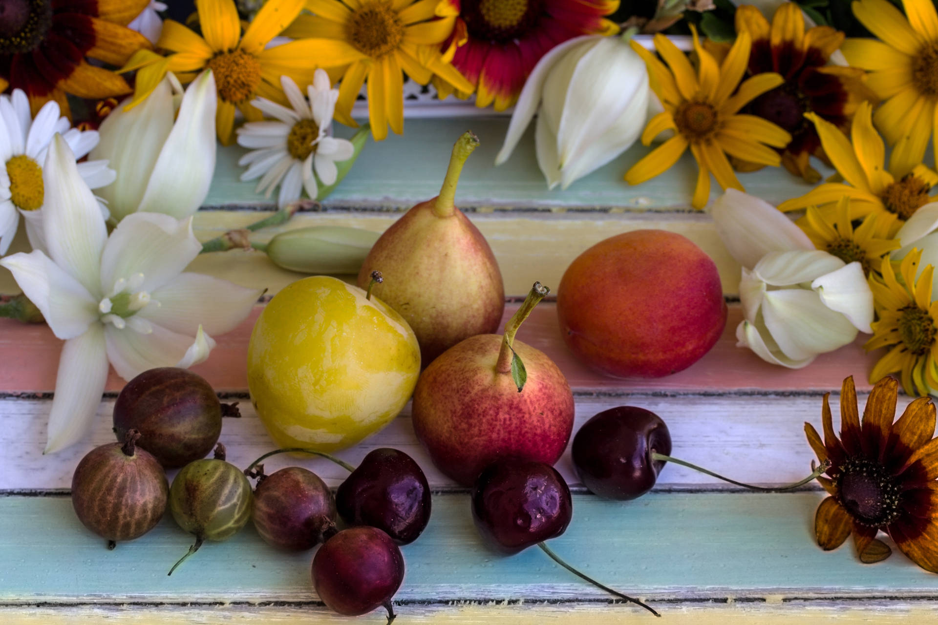Grosella,cereza, Grosella Roja, Ciruela, Frutas Pequeñas. Fondo de pantalla