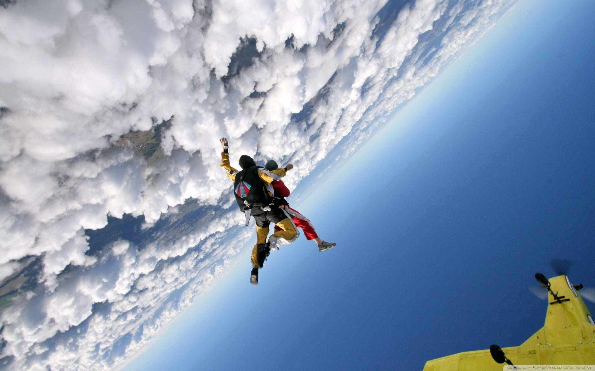 Gopro Photo Of Skydivers Wallpaper