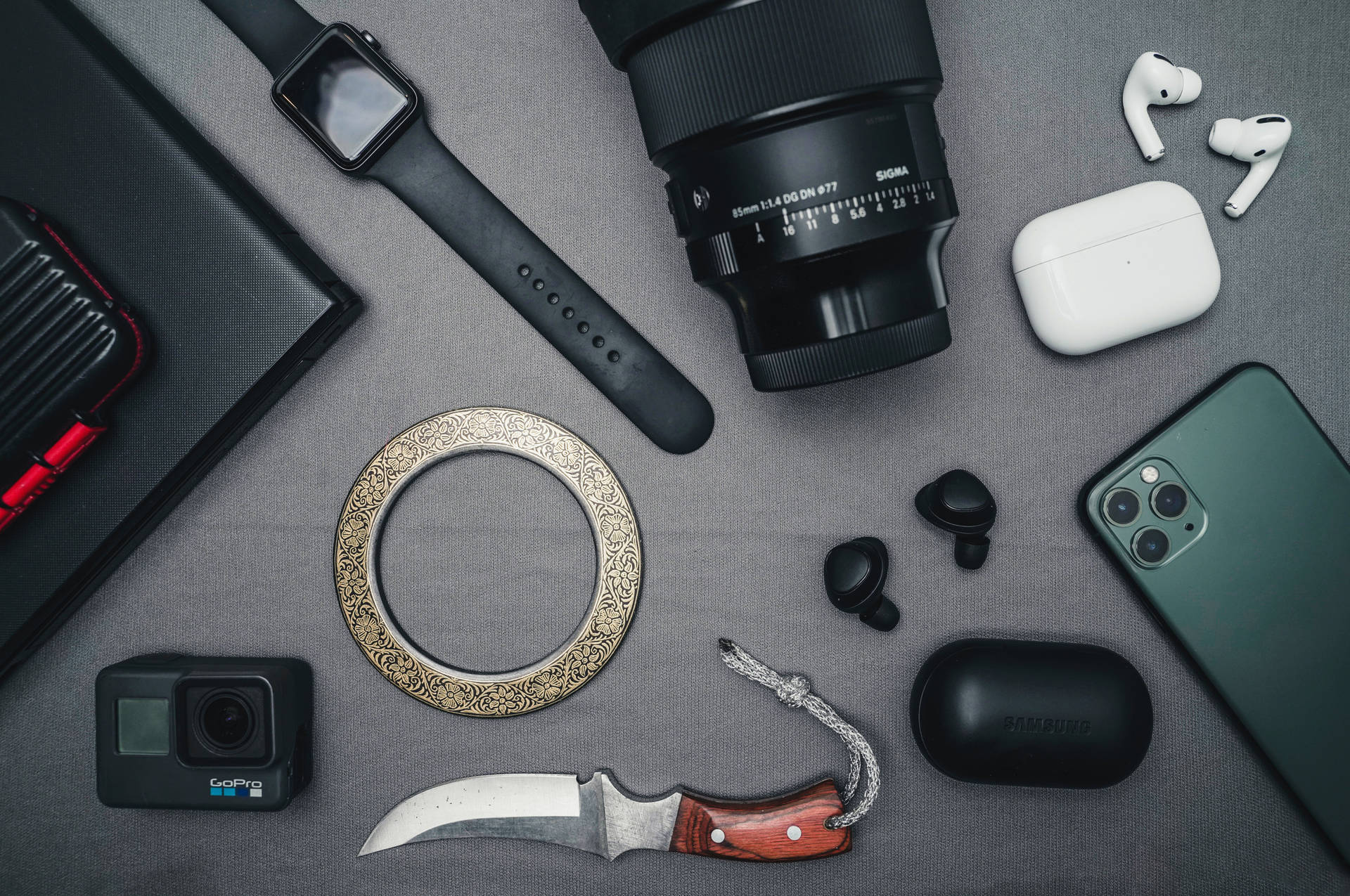 Gopro With Manly Items Wallpaper