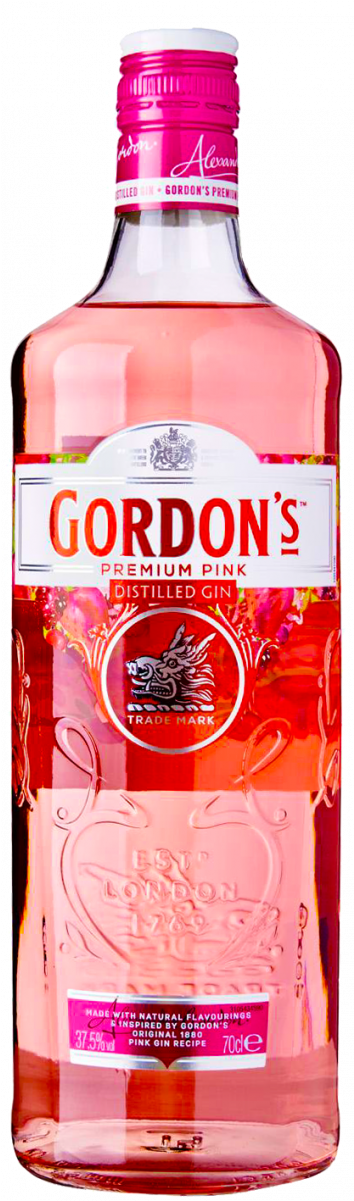 Gordons Premium Pink Distilled Gin Bottle PNG