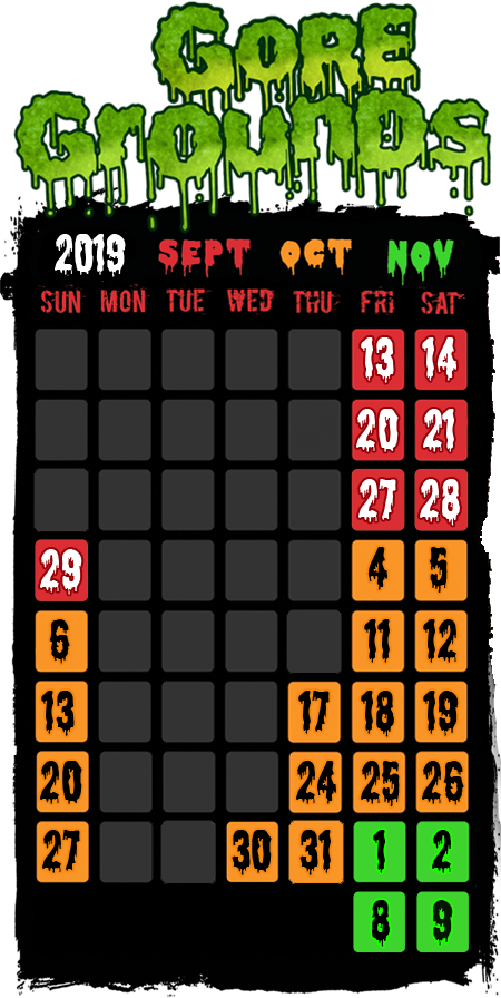 Gore Grounds Haunted House Event Calendar2019 PNG
