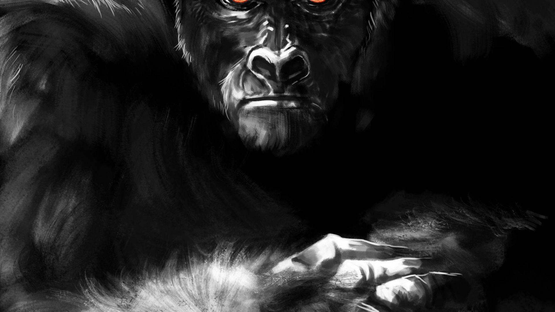 Artede Gorila En Escala De Grises. Fondo de pantalla