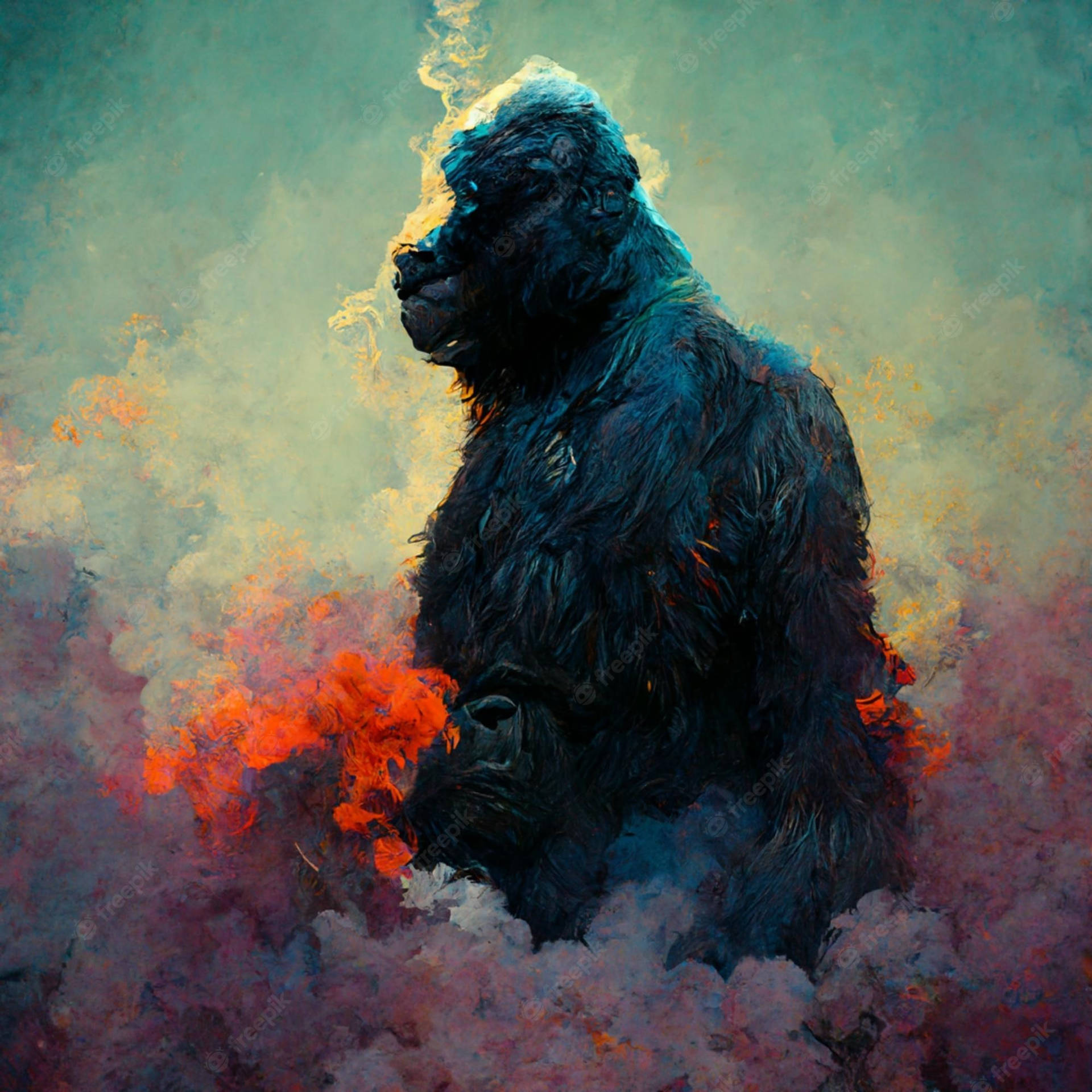 Gorillakunst Aquarell Wallpaper