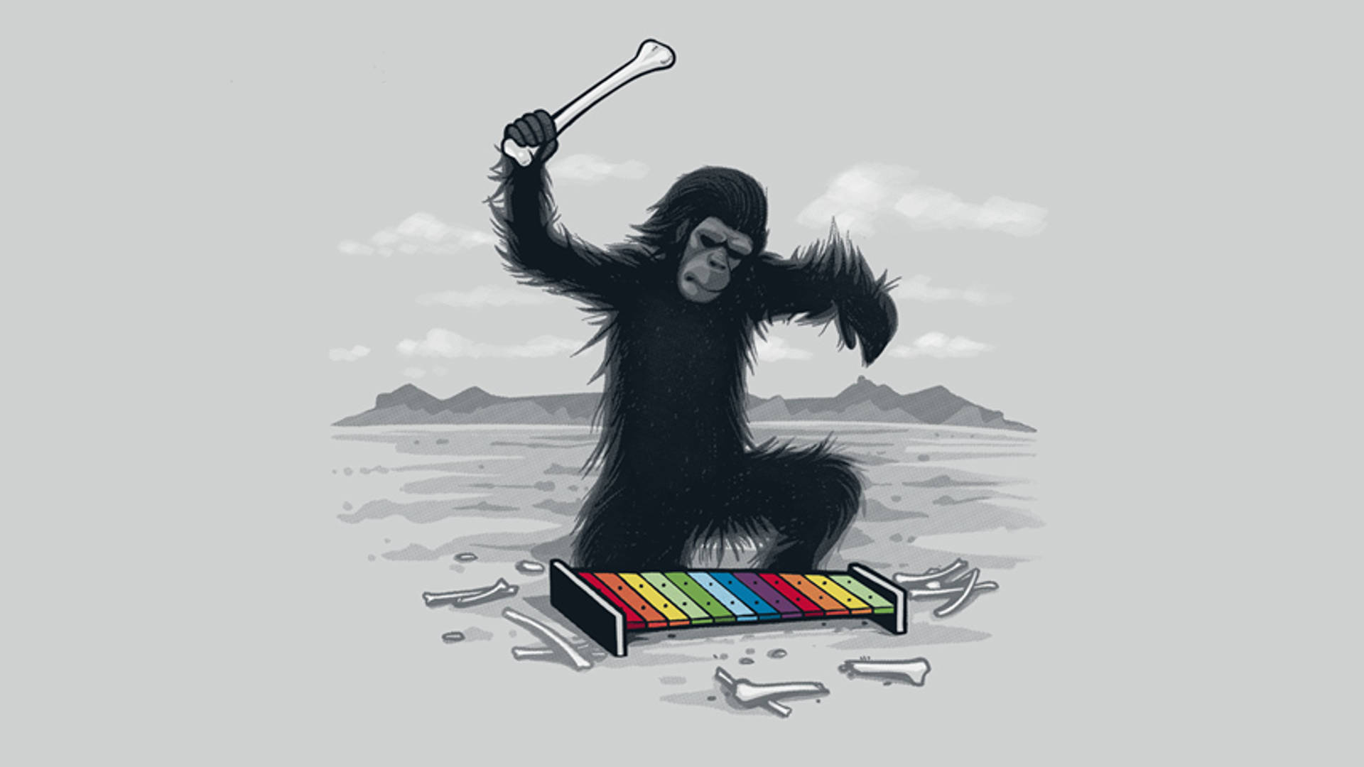 Gorillasom Spelar Xylofon-konst. Wallpaper