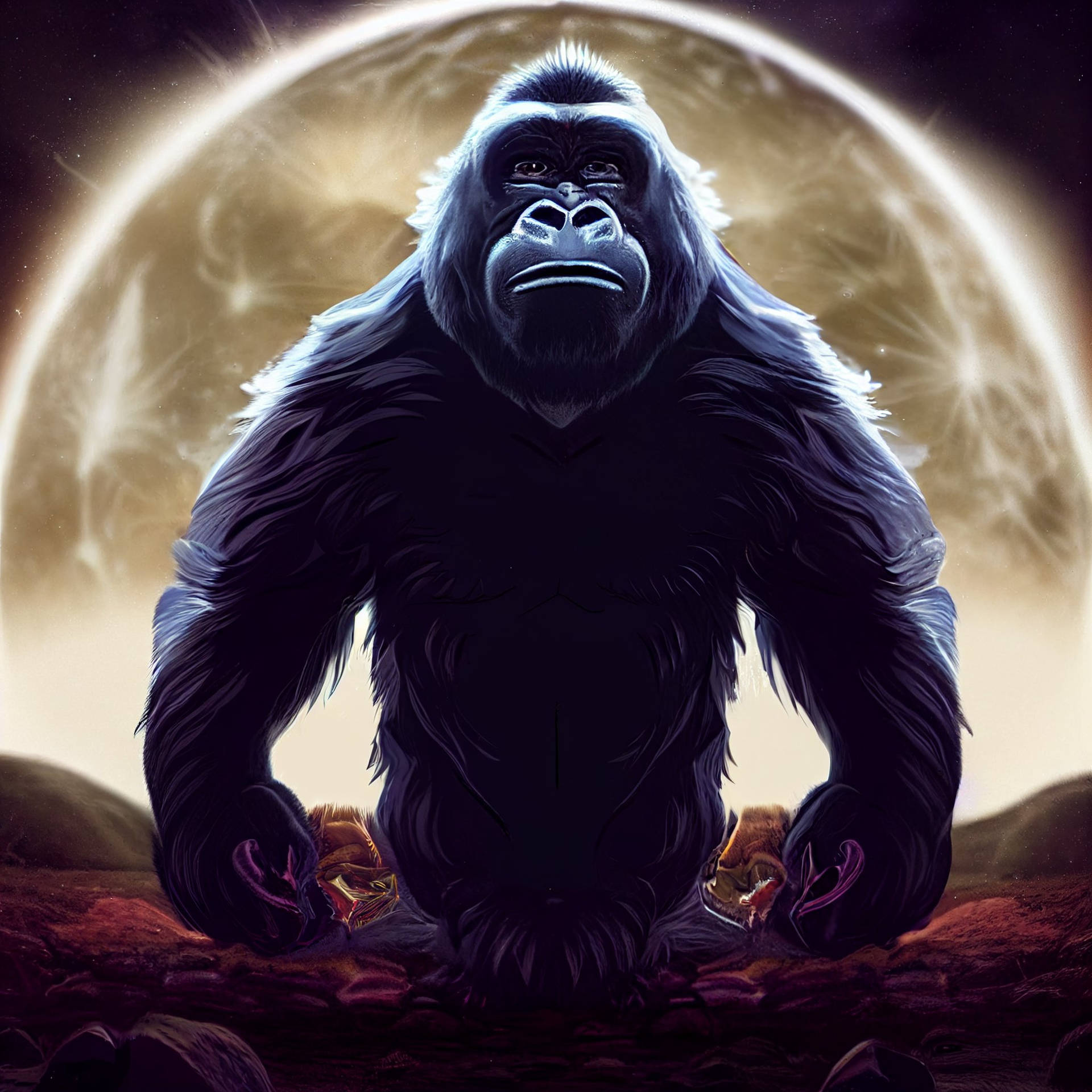 Gorilacon Arte De La Luna. Fondo de pantalla