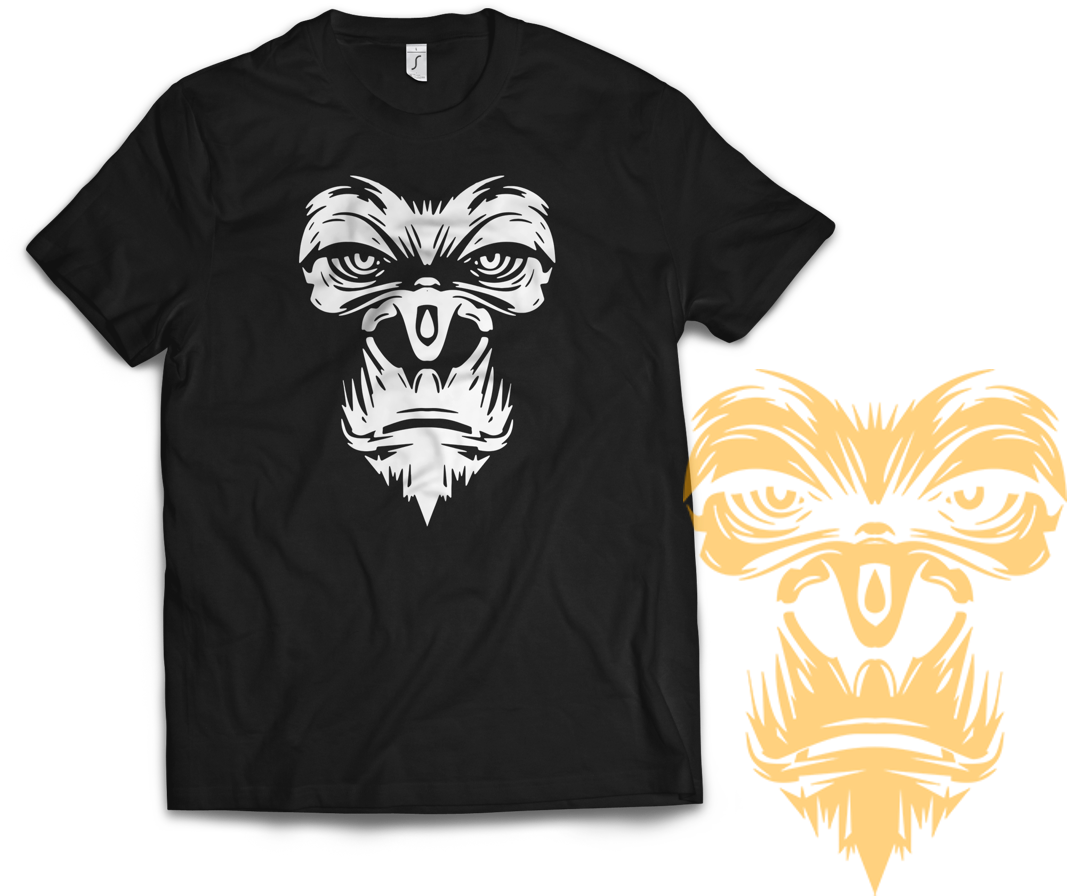 Gorilla Face T Shirt Design PNG