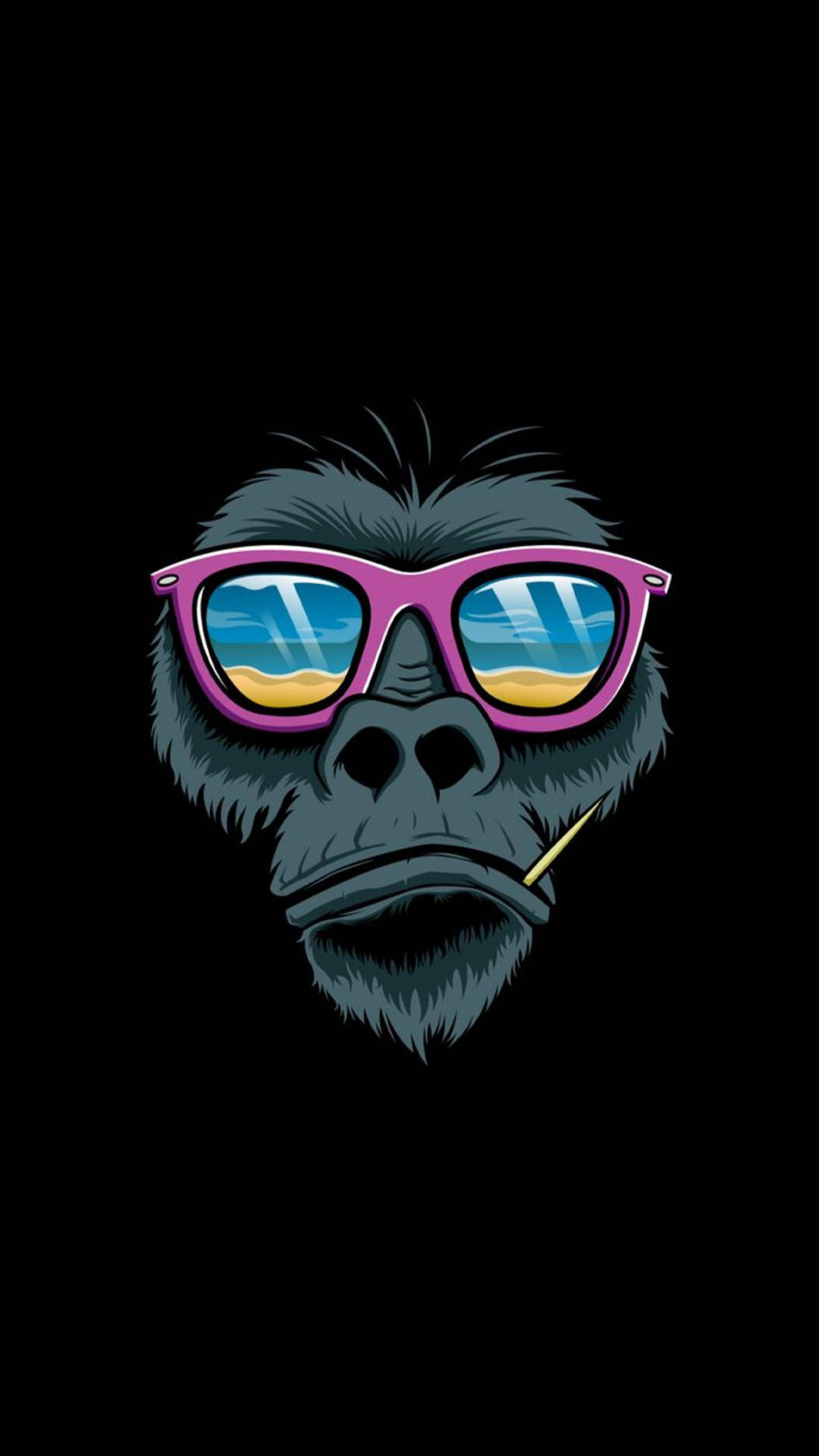 Gorilla Iphone With Pink Sunglasses Wallpaper