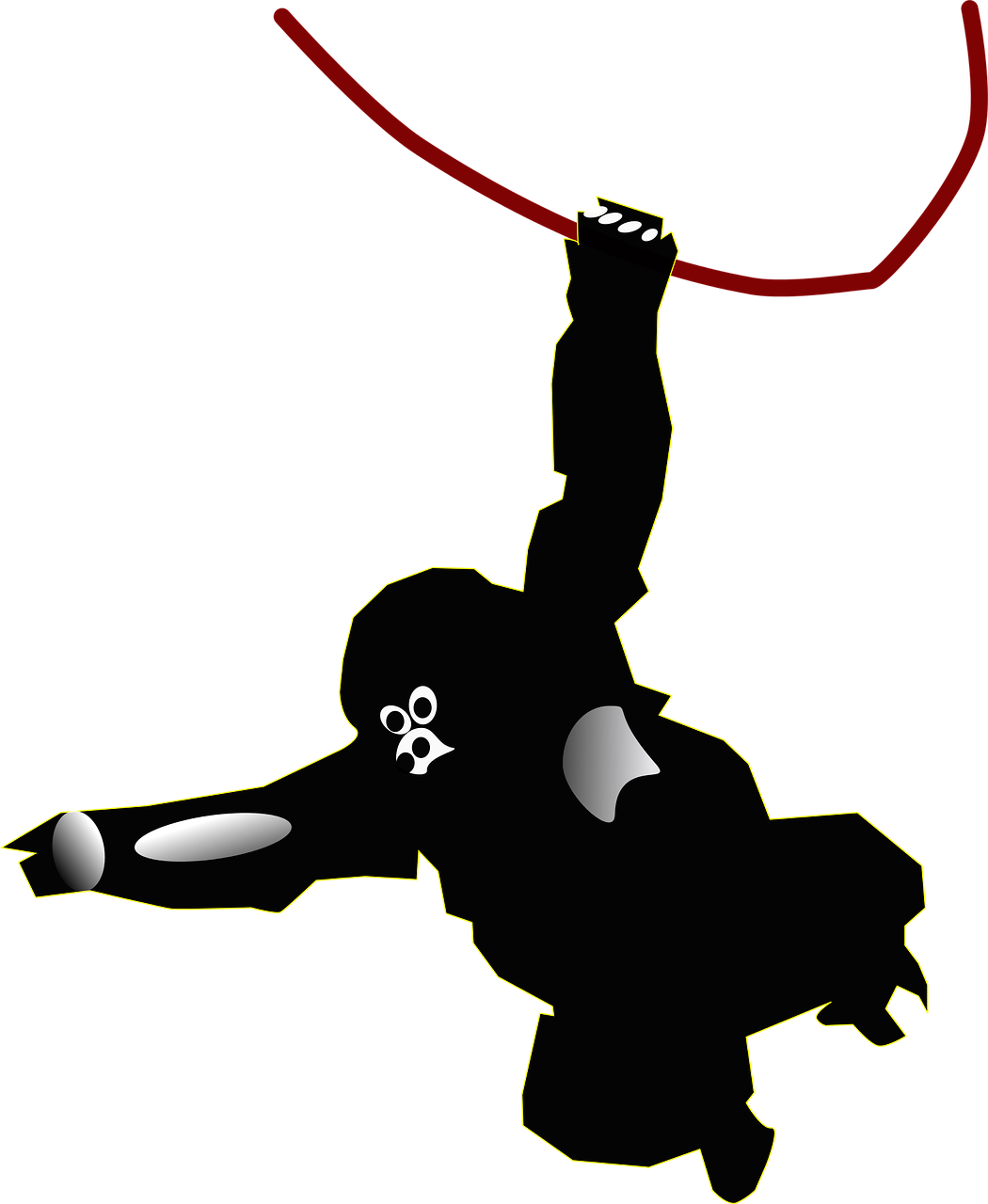 Gorilla Silhouette Swinging PNG