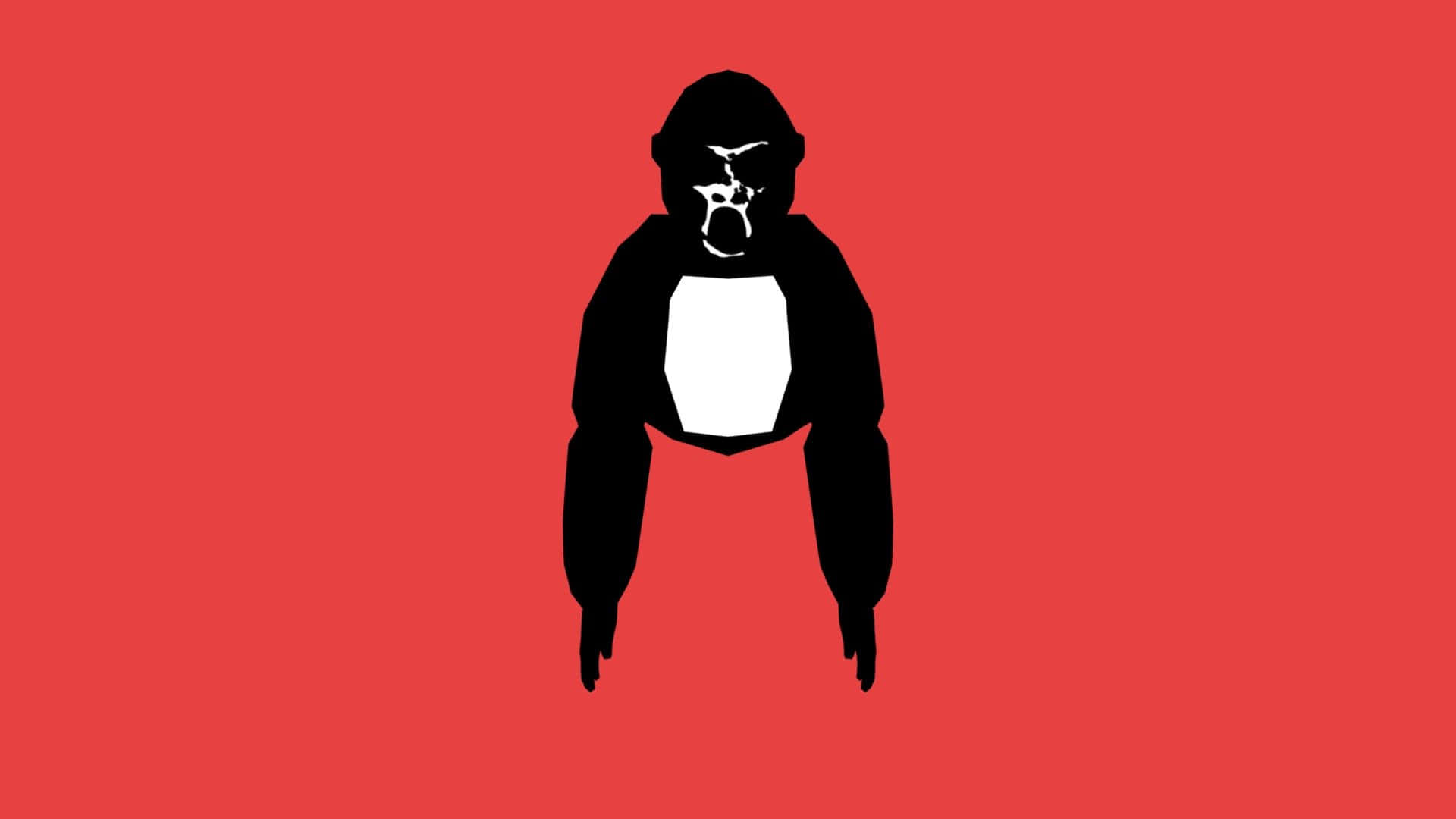 A Black And White Image Of A Penguin On A Red Background Wallpaper