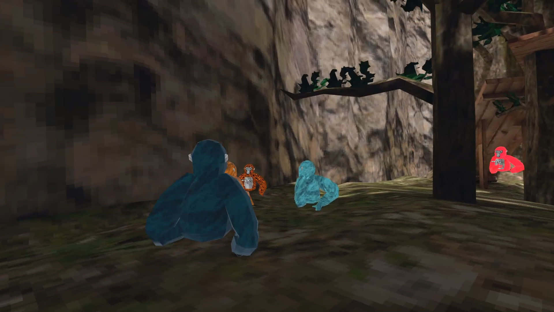 En video spil der viser en gruppe mennesker i en skov. Wallpaper