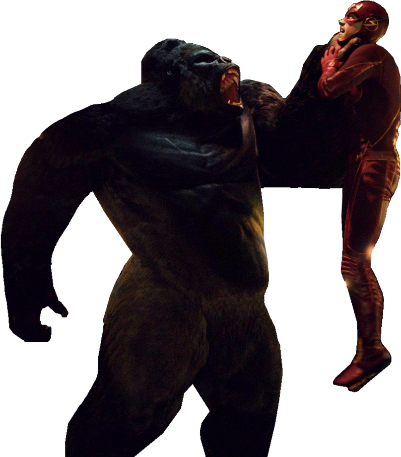 Gorilla_vs_ Superhero_ Showdown PNG