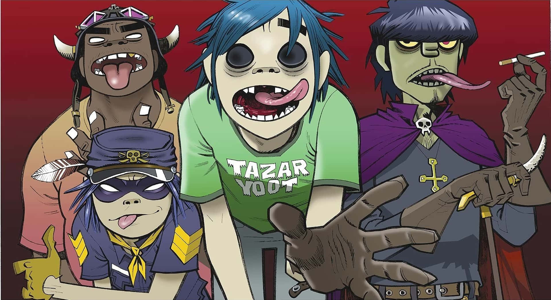 The iconic band Gorillaz celebrate their years of success with a 4K wallpaper Wallpaper