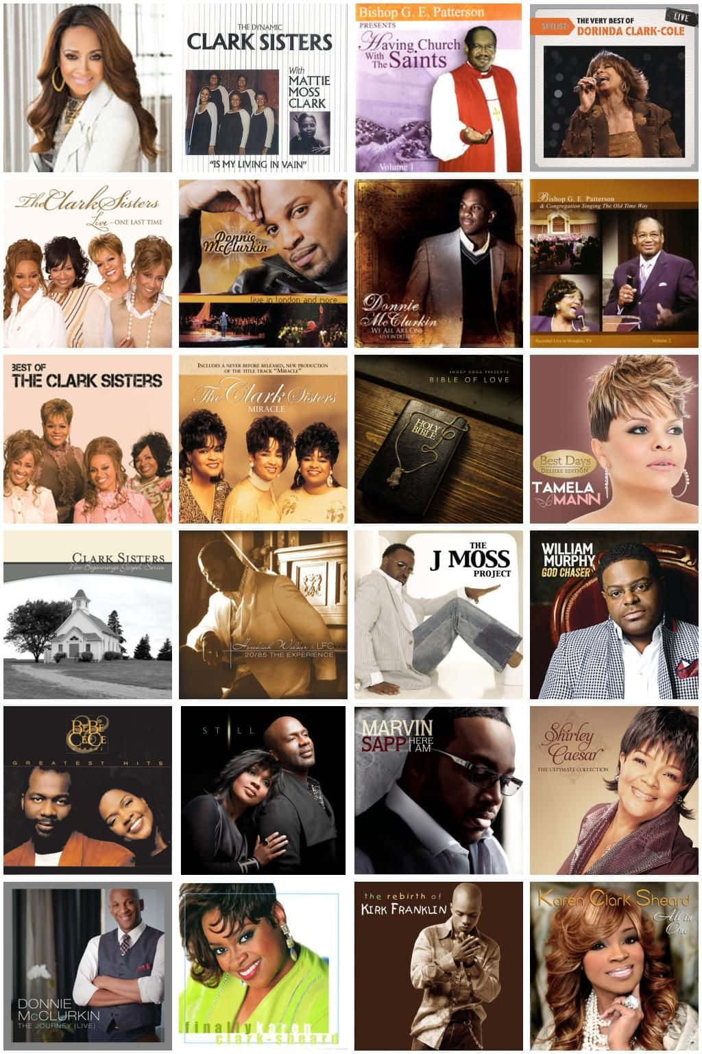 Gospel Muziek Artiesten Collage Achtergrond