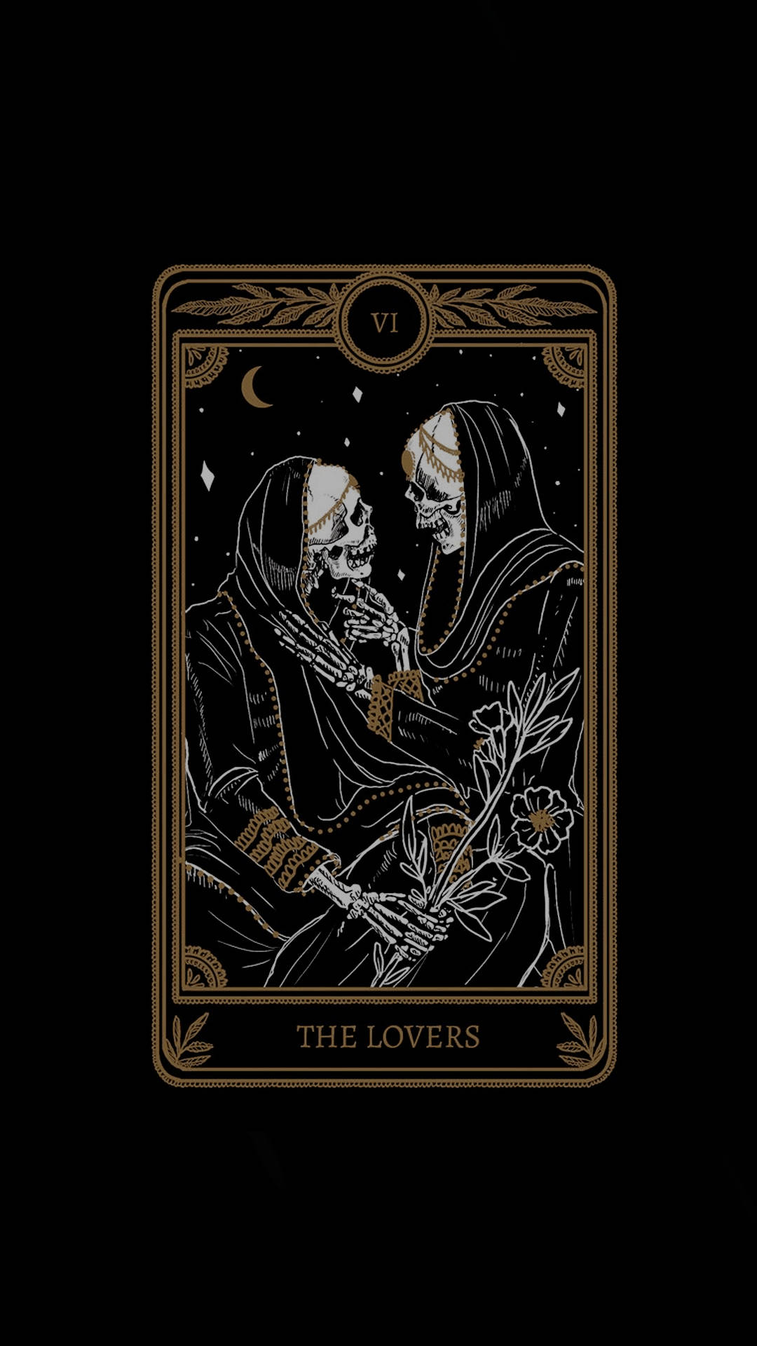 Goth Aesthetic The Lovers Tarot Card Digital Art Wallpaper