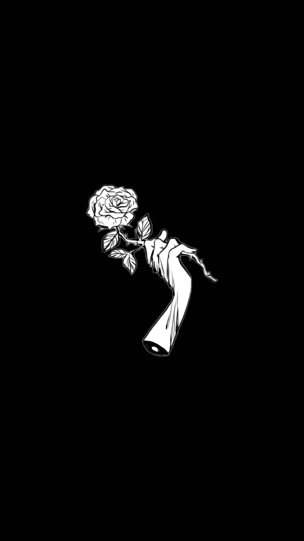 A Black Background With A White Flower On It Wallpaper