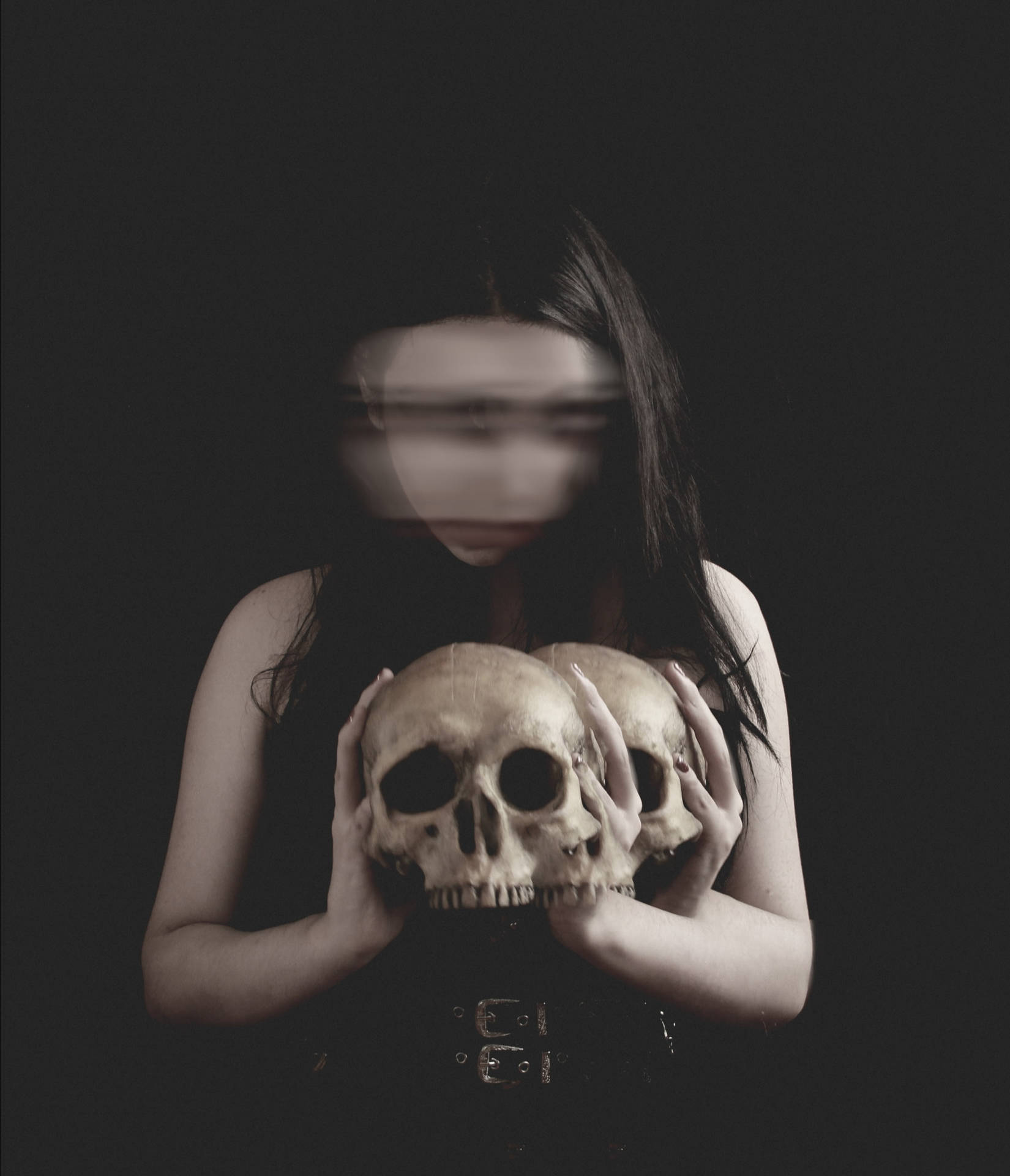 Goth Girl With Skeleton Wallpaper