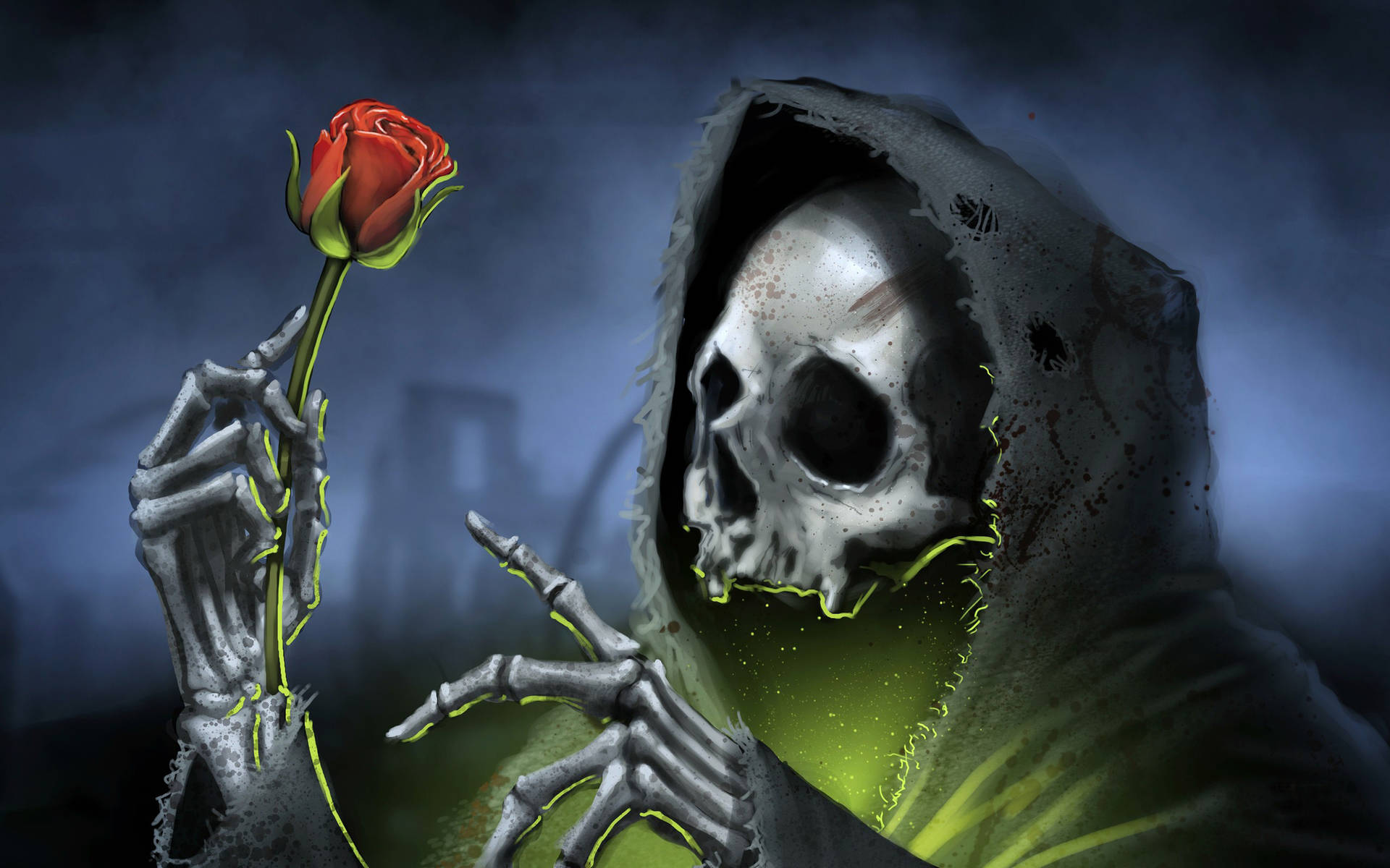 Goth Grim Reaper With Rose