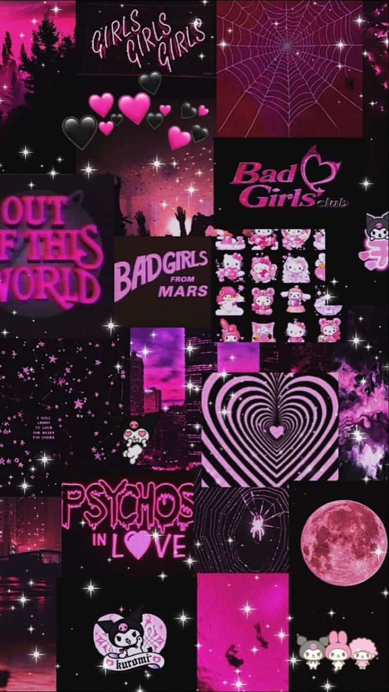 Goth Hello Kitty Collage Aesthetic Wallpaper
