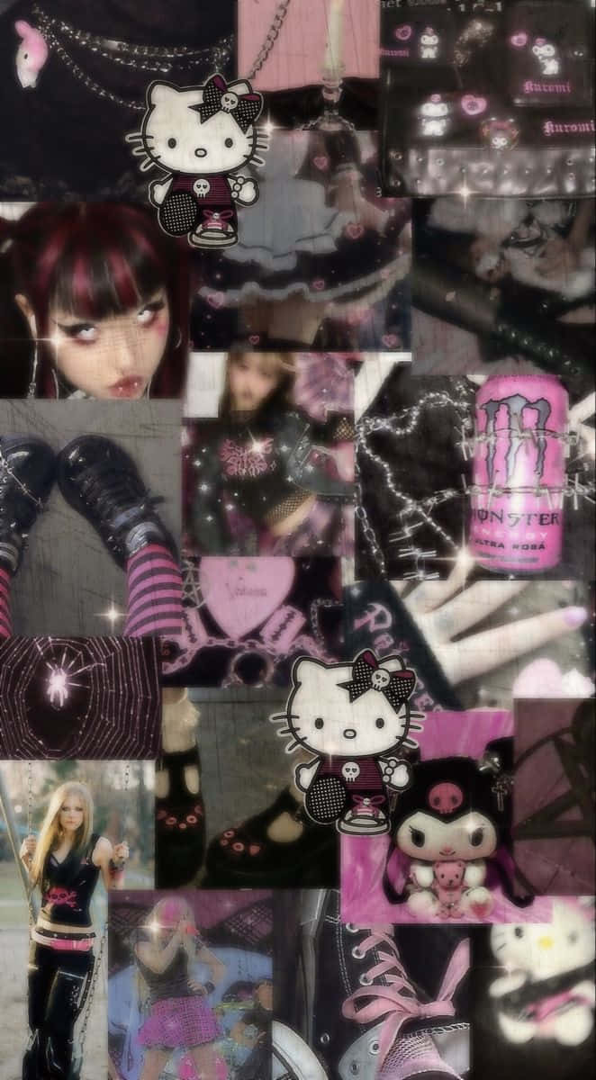 Goth Hello Kitty Collage Aesthetic Wallpaper