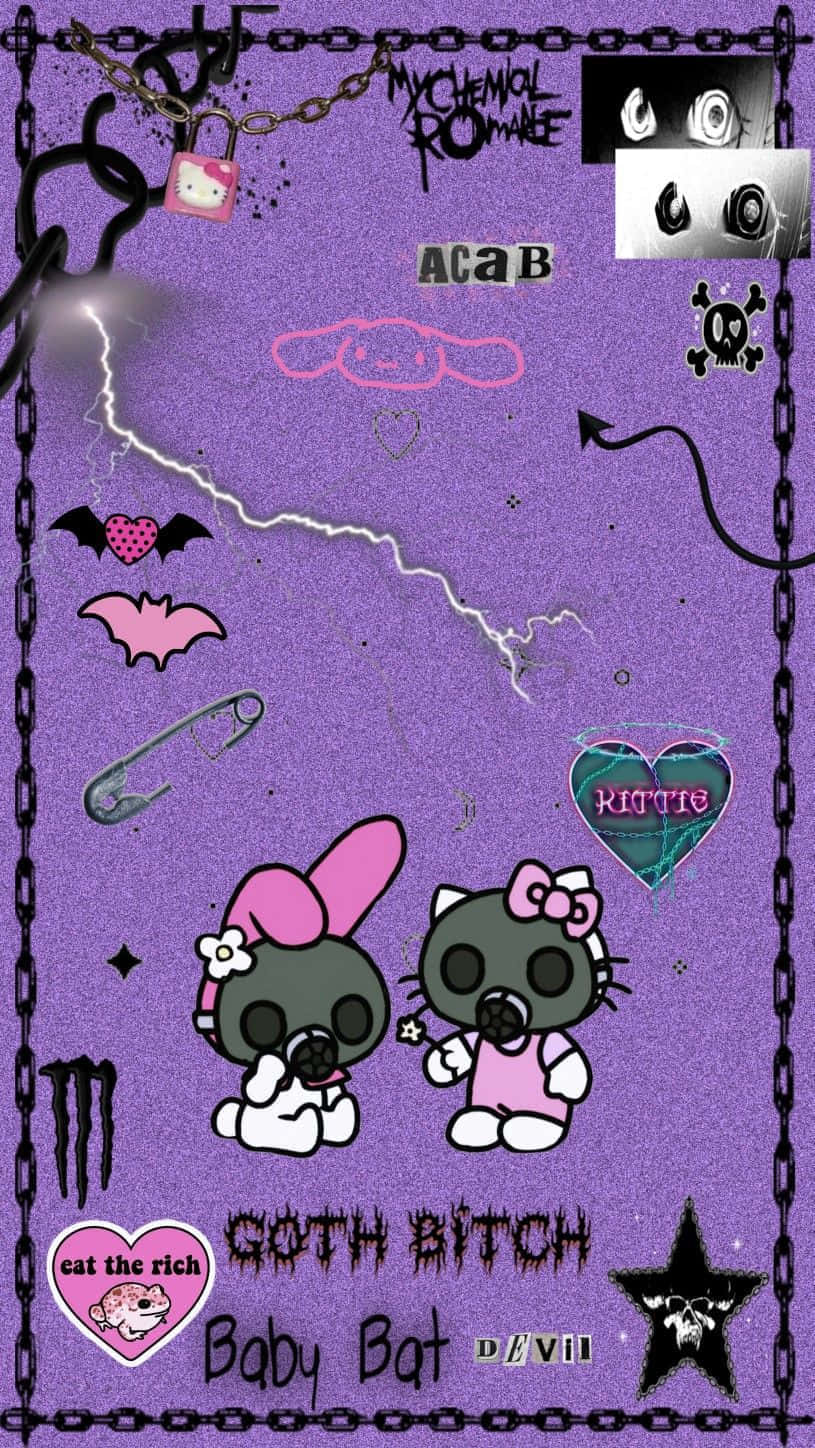 Goth Hello Kitty Collage Wallpaper
