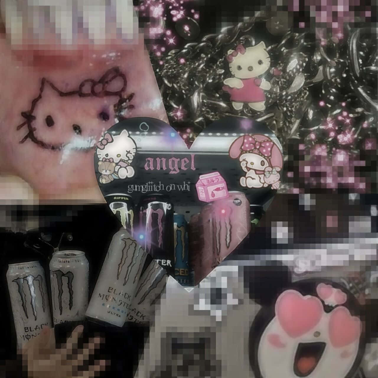 Goth Hello Kitty Collage Wallpaper