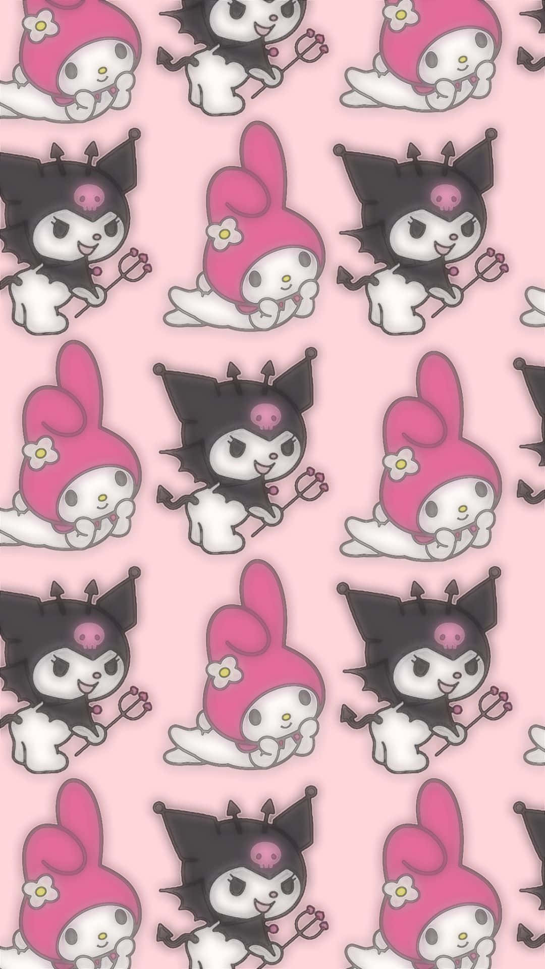 Goth Hello Kitty Pattern.jpg Wallpaper