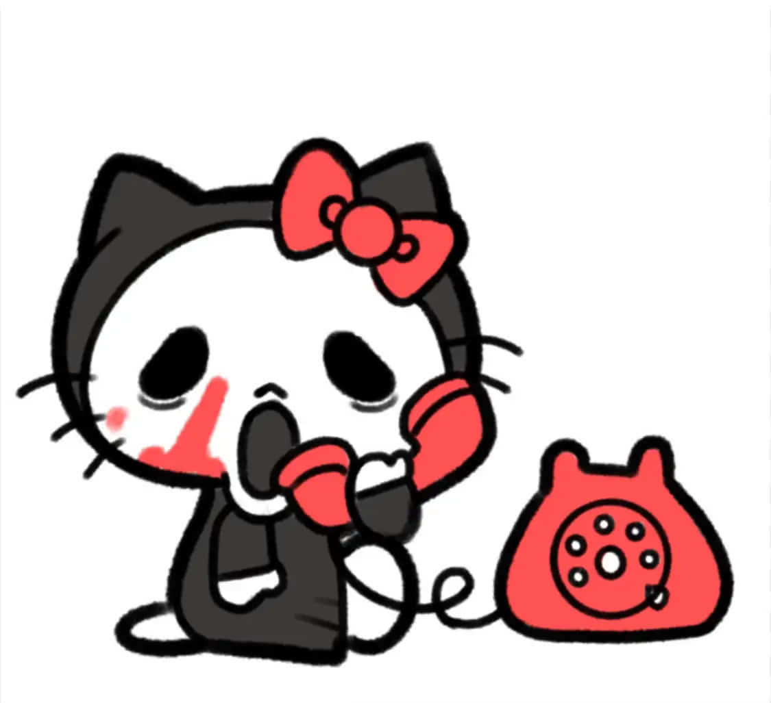 Goth Hello Kitty Phone Call Wallpaper
