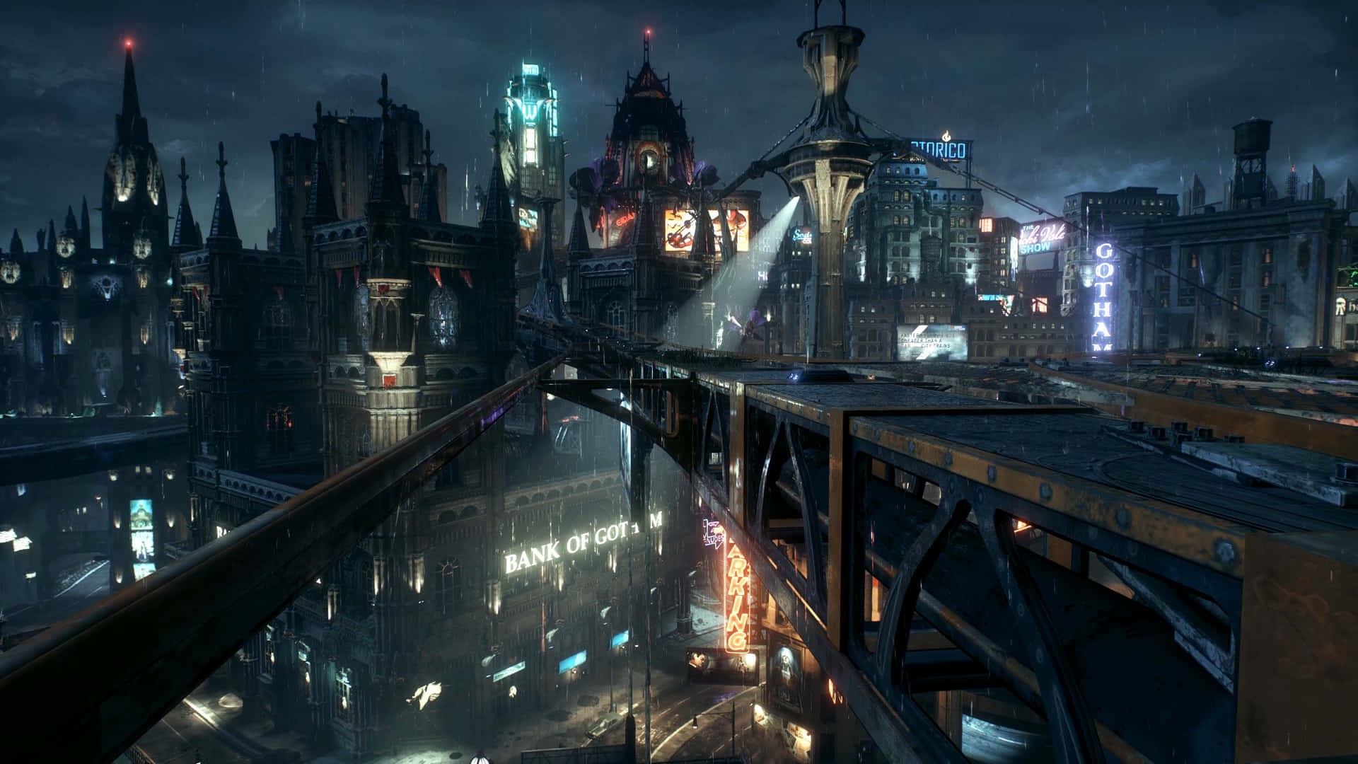 A Beautiful View of the Iconic Gotham City Skyline Wallpaper