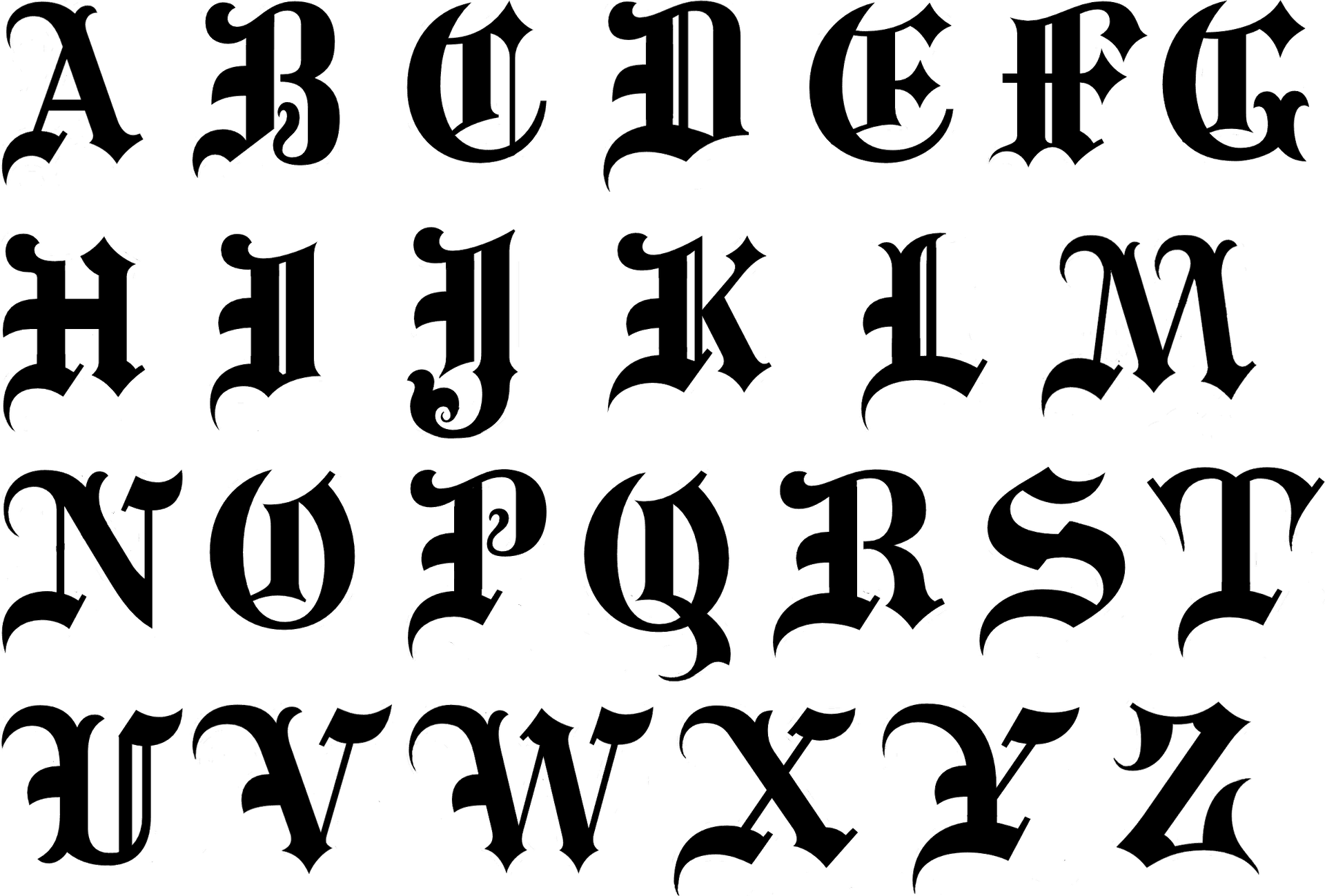 Gothic Alphabet Design PNG