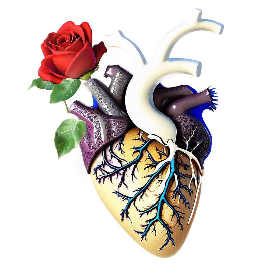 Gothic Anatomical Heart Png 06122024 PNG