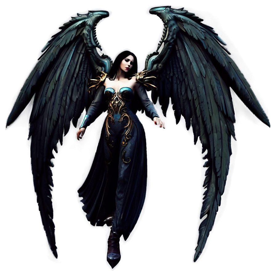 Gothic Angel Wings Design Png Lue PNG