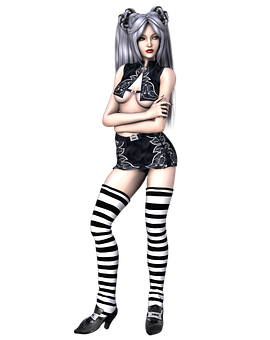 Gothic Anime Girl Character PNG