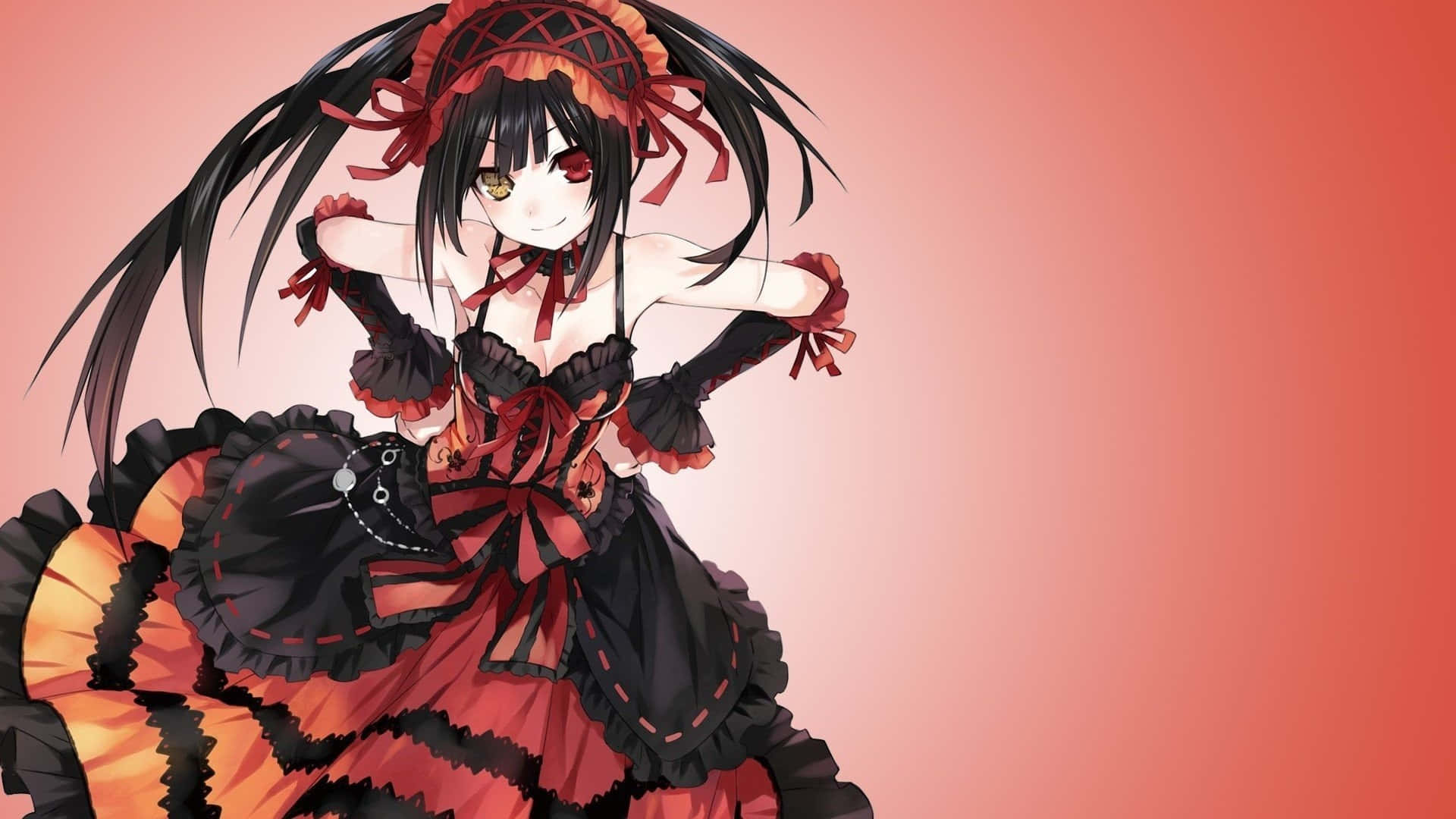 Gothic Anime Girlin Redand Black Wallpaper