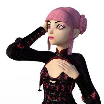 Gothic Anime Style Character PNG